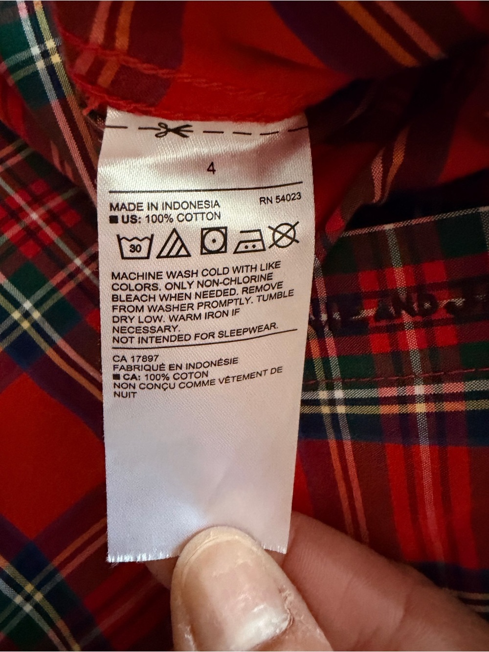 Janie and Jack Boys Red Plaid Poplin Long Sleeve Button Down Shirt, Size 4 - Picture 7 of 10